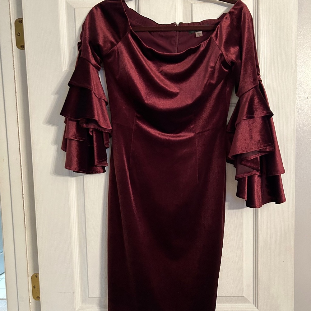 Cranberry Velvet Tahari Dress